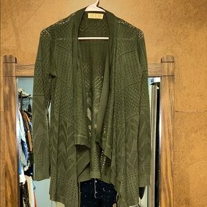 Pink Rose Forest Green Knit Cardigan